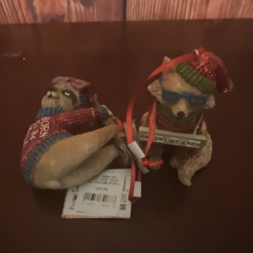 Christmas Ornament Sloth And Fox Born To Be Wild, Crazy Like A Fox Kurt Adler